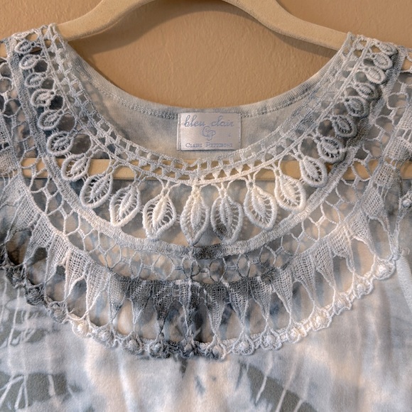 Bleu Clair Women’s Crochet look Collar Sleeveless Tie Dye Shades Of Blue… - Picture 2 of 9